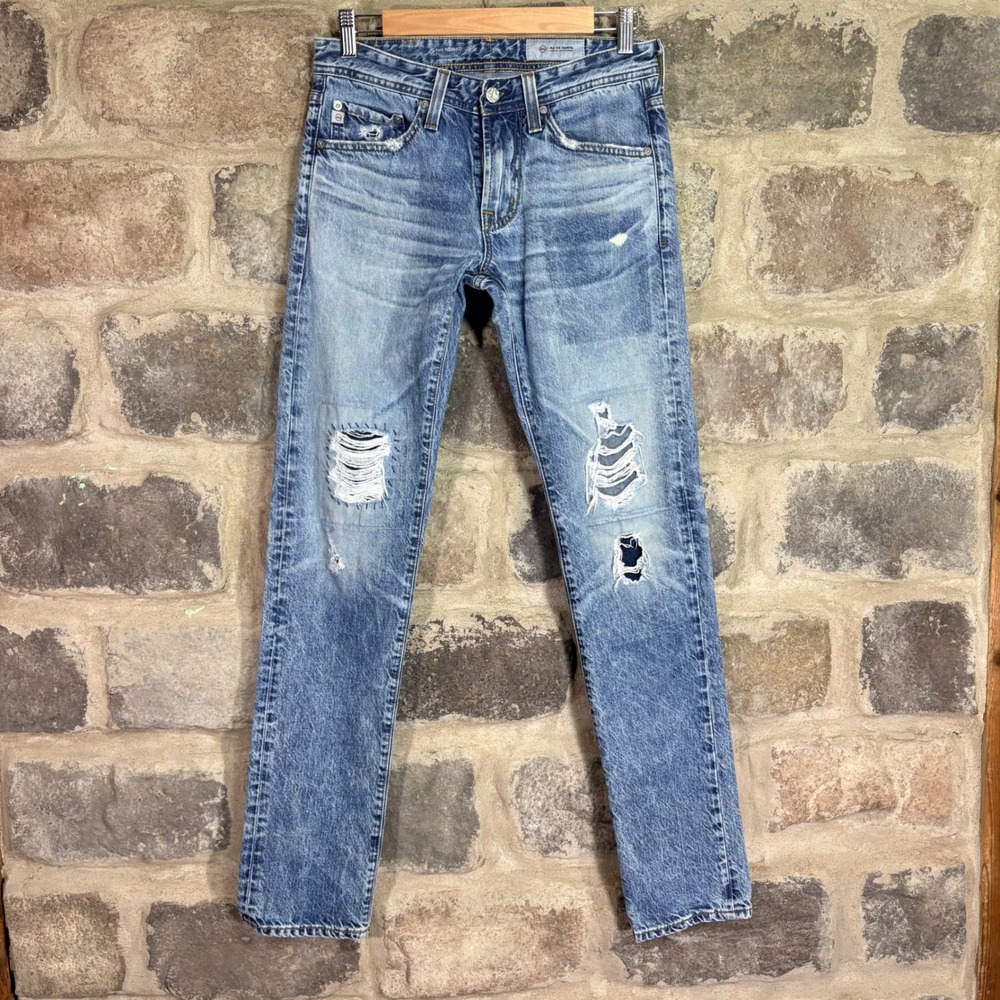 AG Adriano Goldschmied The Nomad Modern Slim Distressed Jeans Light Wash 28 Mens